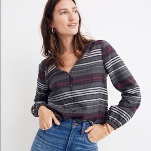Madewell VNeck Button-Down Shirt in Pineview Plaid